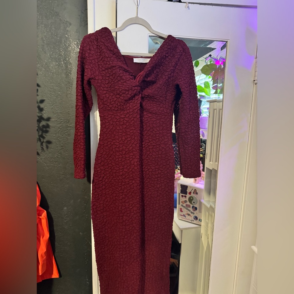 ASTR Rich Burgundy midi dress